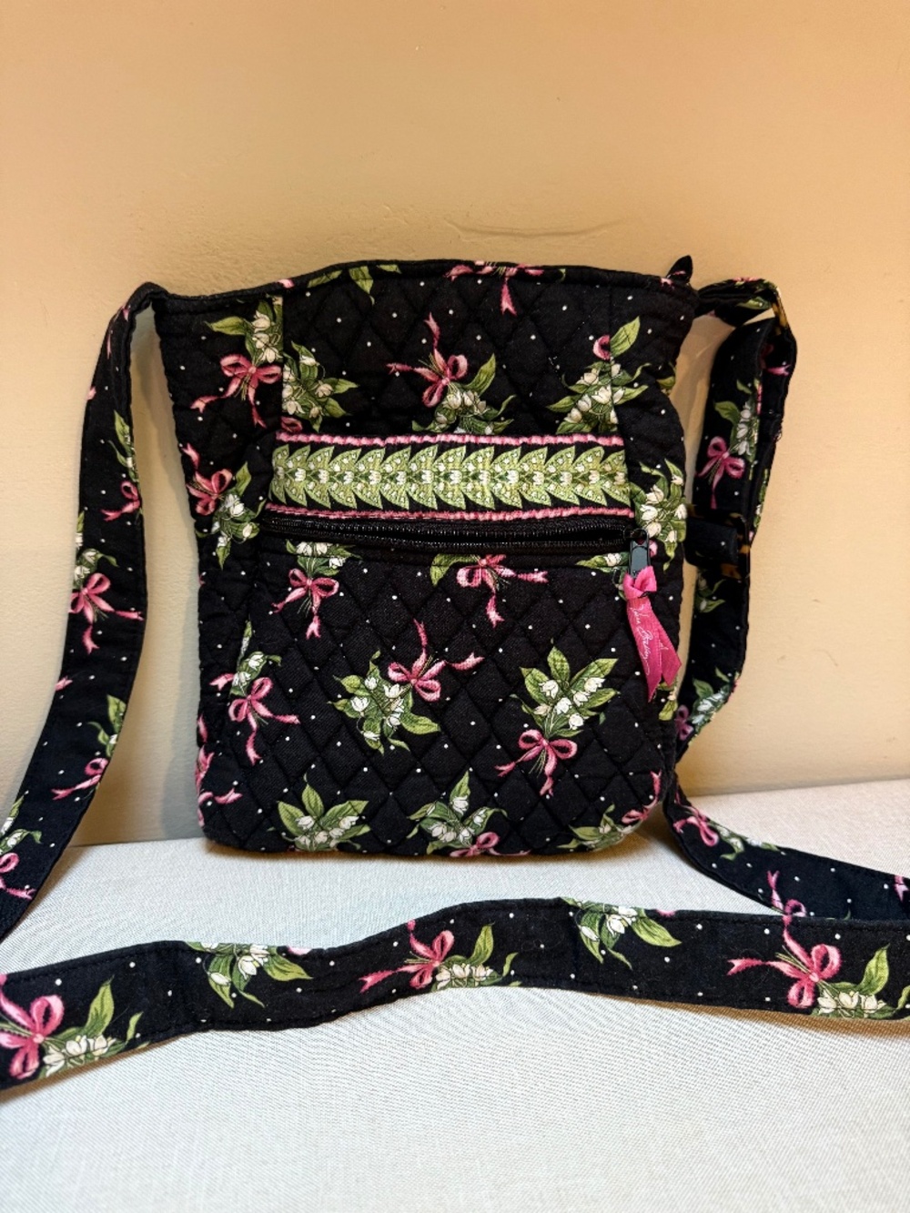 Vera Bradley Lilly of the Valley Breast Cancer Women's Crossbody Bag Purse